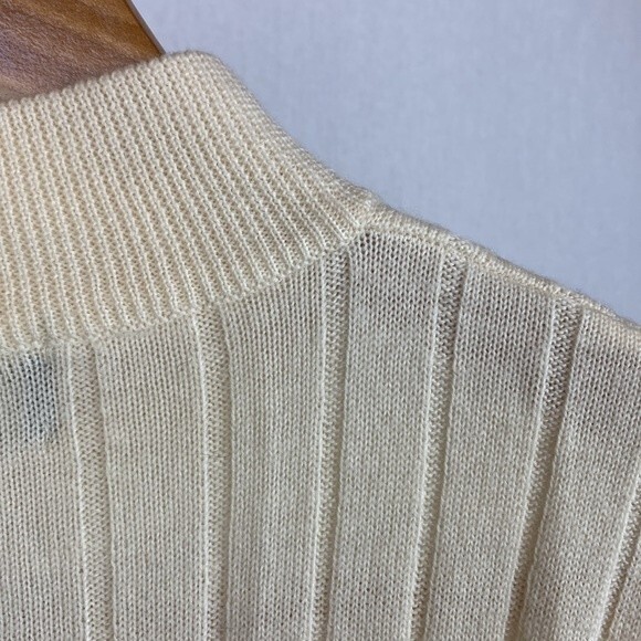 Charter Club 100% Wool Ribbed Ivory Long Sleeve Mock Turtleneck Sweater MP M - Picture 5 of 7